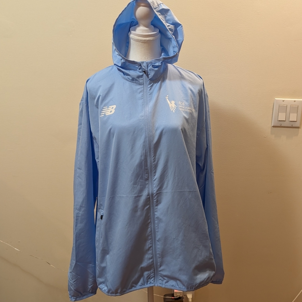 New Balance Unisex Pale Blue Hooded Windbreaker Jacket